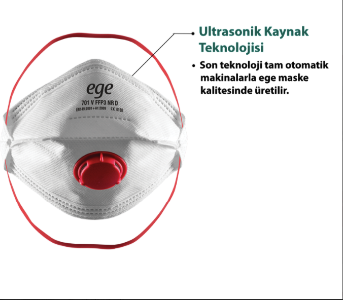 EGE FFP3 701 N95 Ventilli Katlanır Maske 30'lu