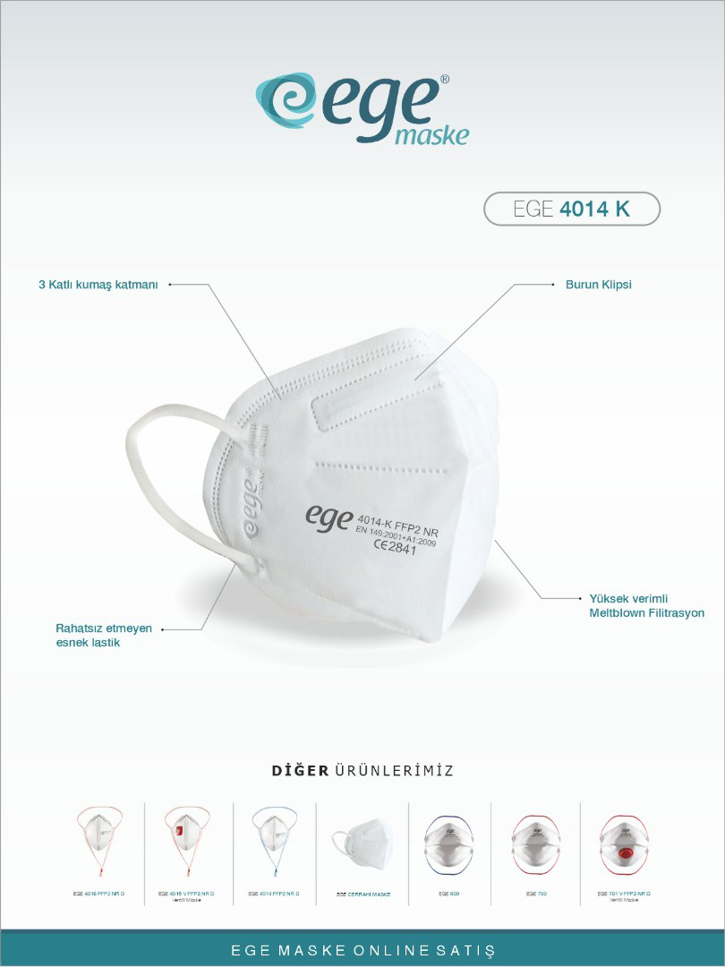 EGE FFP2 4014-K NR N95  Ventilsiz Maske